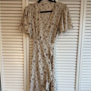 SHEIN Cream Floral High Low Dress